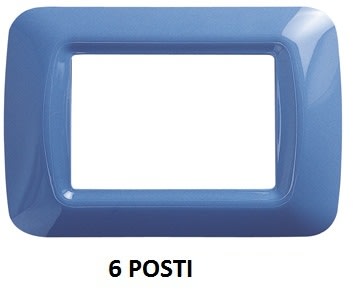 GEWISS - GEWGW22566 PLACCA TOP SYSTEM - IN TECNOPOLIMERO FINITURA LUCIDA - 6 POSTI - AZZURRO CIELO - SYSTEM