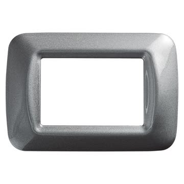 GEWISS - GEWGW22603 PLACCA TOP SYSTEM - IN TECNOPOLIMERO FINITURA LUCIDA - 3 POSTI - TITANIO METALLIZZATO - SYSTEM