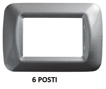 GEWISS - GEWGW22606 PLACCA TOP SYSTEM - IN TECNOPOLIMERO FINITURA LUCIDA - 6 POSTI - TITANIO METALLIZZATO - SYSTEM