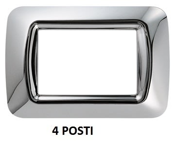 GEWISS - GEWGW22654 PLACCA TOP SYSTEM - IN TECNOPOLIMERO FINITURA LUCIDA - 4 POSTI - CROMO SOFT - SYSTEM