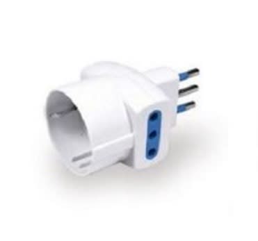 GEWISS - GEWGW28416 ADATTATORE MULTIPLO - 2P+T 10A S11 - 2 USCITE STANDARD ITALIANO 10A - 1 USCITA STANDARD ITALIANO/TEDESCO 16A - BIANCO