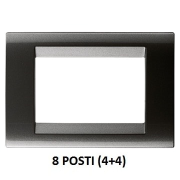 GEWISS - GEWGW32007 PLACCA PLAYBUS - IN TECNOPOLIMERO VERNICIATO - SMALTATURA VETRIFICATA ANTIGRAFFIO - 8 POSTI (4+4 SOVRAPPOSTI) - ARDESIA - PLAYBUS