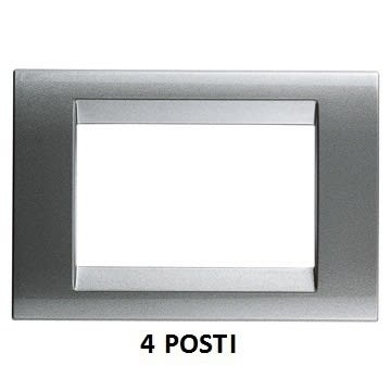 GEWISS - GEWGW32014 PLACCA PLAYBUS - IN TECNOPOLIMERO VERNICIATO - SMALTATURA VETRIFICATA ANTIGRAFFIO - 4 POSTI - TITANIO - PLAYBUS