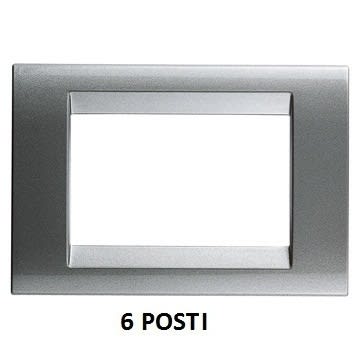 GEWISS - GEWGW32016 PLACCA PLAYBUS - IN TECNOPOLIMERO VERNICIATO - SMALTATURA VETRIFICATA ANTIGRAFFIO - 6 POSTI - TITANIO - PLAYBUS