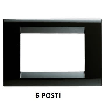 GEWISS - GEWGW32056 PLACCA PLAYBUS - IN TECNOPOLIMERO - FINITURA LUCIDA - 6 POSTI - NERO TONER - PLAYBUS