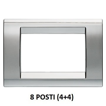 GEWISS - GEWGW32077 PLACCA PLAYBUS - IN TECNOPOLIMERO METALLIZZATO - FINITURA LUCIDA - 8 POSTI (4+4 SOVRAPPOSTI) - CROMO SOFT - PLAYBUS