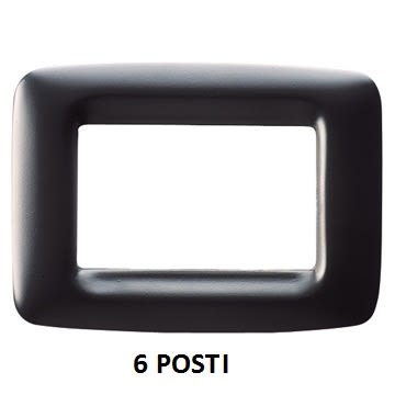 GEWISS - GEWGW32306 PLACCA PLAYBUS YOUNG - IN TECNOPOLIMERO - FINITURA SATINATA - 6 POSTI - NERO TONER - PLAYBUS