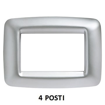 GEWISS - GEWGW32754 PLACCA PLAYBUS YOUNG - IN TECNOPOLIMERO METALLIZZATO - FINITURA SATINATA - 4 POSTI - CROMO SOFT - PLAYBUS