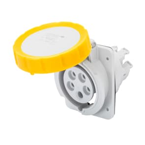 GEWISS - GEWGW62236H PRESA FISSA DA INCASSO A 10° HP - IP66/IP67 - 3P+T 32A 100-130V 50/60HZ - GIALLO - 4H - CABLAGGIO A VITE