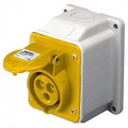 GEWISS - GEWGW62402 PRESA FISSA DA PARETE A 10° - IP44 - 3P+T 16A 100-130V 50/60HZ - GIALLO - 4H - CABLAGGIO A VITE