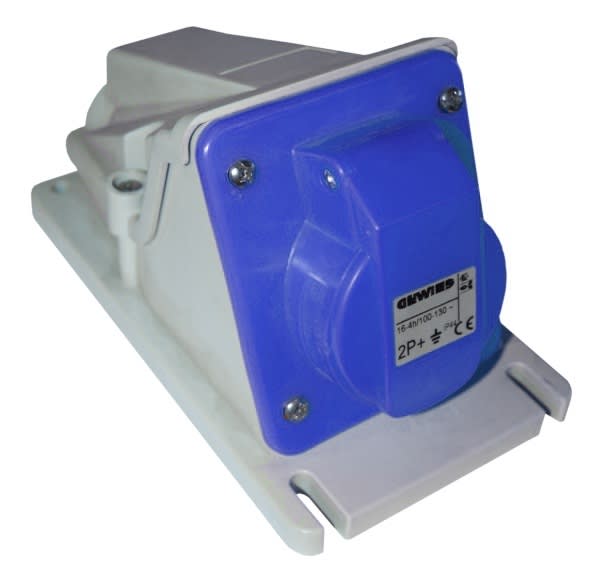 GEWISS - GEWGW62479 PRESA FISSA DA PARETE A 90° - IP44 - 3P+N+T 16A 200-250V 50/60HZ - BLU - 9H - CABLAGGIO A VITE