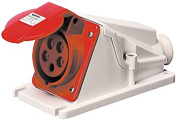 GEWISS - GEWGW62480 PRESA FISSA DA PARETE A 90° - IP44 - 2P+T 16A 380-415V 50/60HZ - ROSSO - 9H - CABLAGGIO A VITE