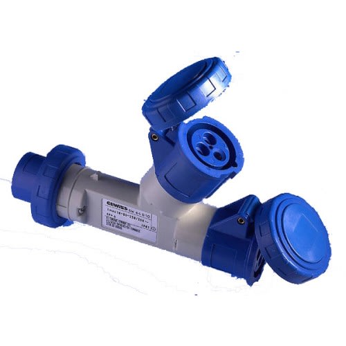 GEWISS - GEWGW64011 MOLTIPLICATORE MOBILE 2 USCITE IP67-SPINA 16A-2 PRESE 3P+T 230V 50/60HZ-BLU-9H