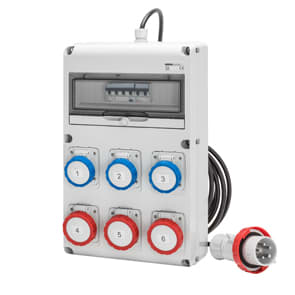 GEWISS - GEWGW68251N Q-DIN 14 ASC - MOBILE E PORTATILE - CON CAVO E SPINA - 3 2P+T 16A IEC309 + 2 3P+T 16A IEC309 + 1 3P+T 32A IEC309 - IP65