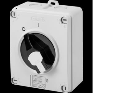 GEWISS - GEWGW70403P INTERRUTTORE SEZIONATORE ROTATIVO - HP - COMANDO - CASSETTA IN MATERIALE ISOLANTE - 16A 4P - MANOPOLA NERA LUCCHETTABILE - IP66/67/69