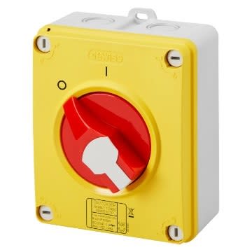 GEWISS - GEWGW70435P INTERRUTTORE SEZIONATORE ROTATIVO - HP - EMERGENZA - CASSETTA IN MATERIALE ISOLANTE - 32A 3P - MANOPOLA ROSSA LUCCHETTABILE - IP66/67/69