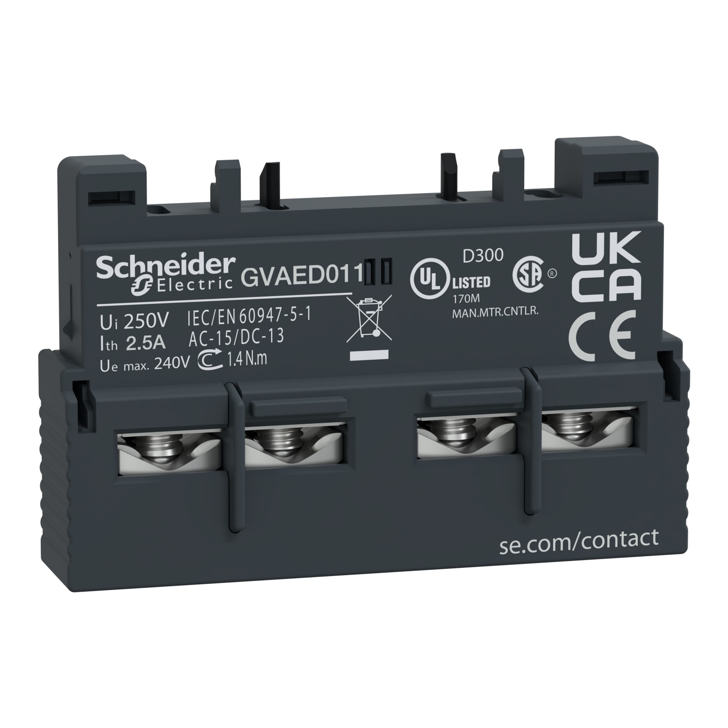 SCHNEIDER ELECTRIC - SNRGVAED011 BLOCCO CONT.FRONT.1NC 1NO DIF