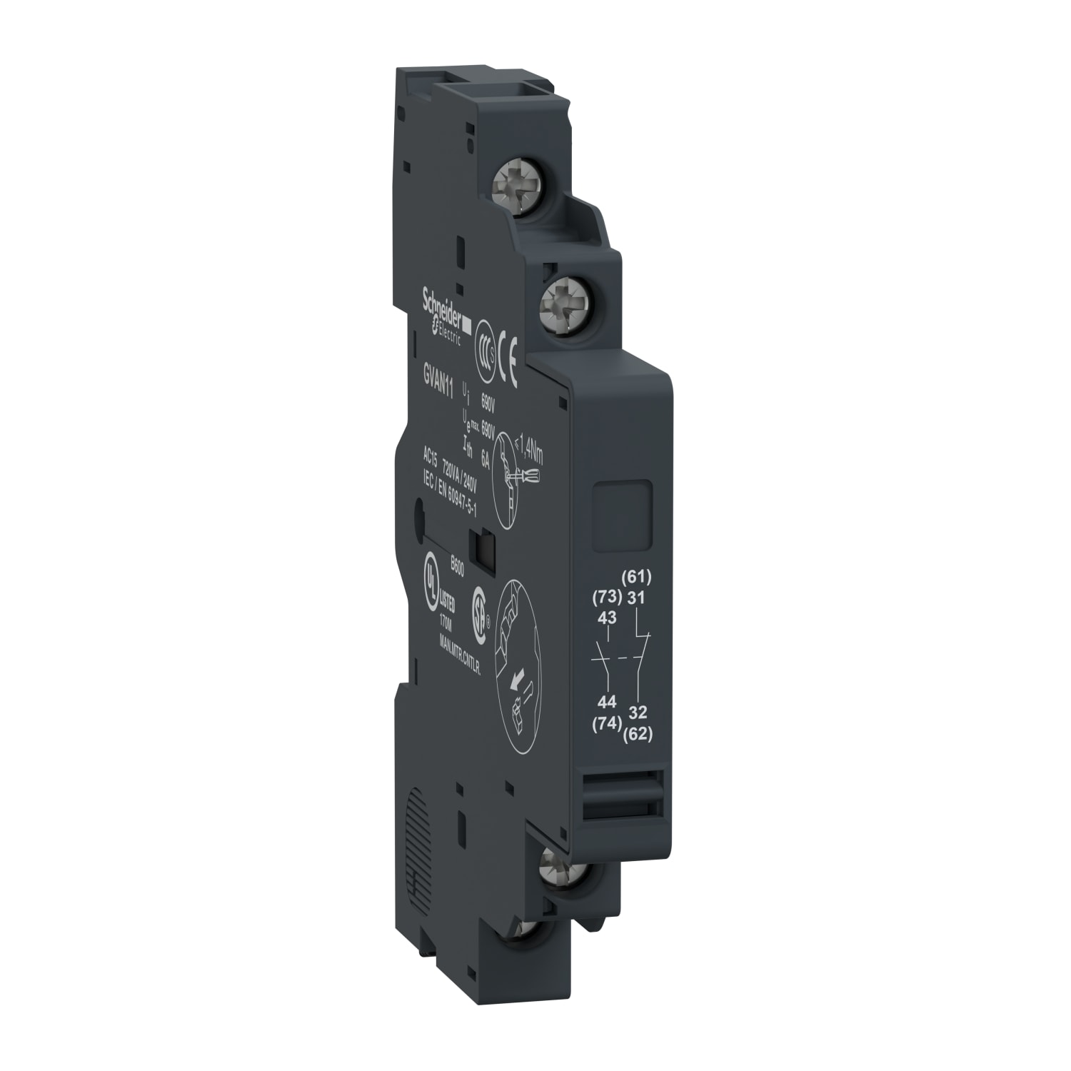 SCHNEIDER ELECTRIC SNRGVAN11 CONT AUX ISTAN LATERALE 1NO 1NC VITE