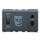 GEWISS - GEWGW30711 PRESA PER RASOIO STANDARD EUROPEO/AMERICANO - TRASFORMATORE D'ISOLAMENTO - 230V 50/60Hz - 3 MODULI - PLAYBUS