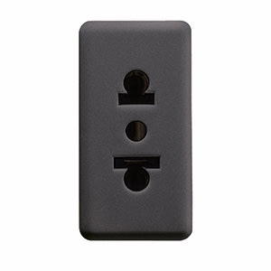 GEWISS - GEWGW21212 PRESA STANDARD EUROAMERICANO 250/125V ac - 2P+T 15A - 1 MODULO - SYSTEM BLACK