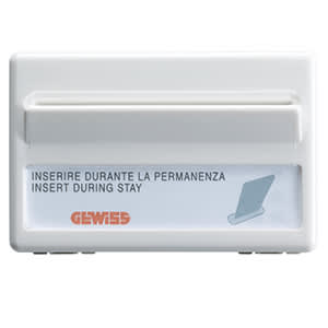 GEWISS - GEWGW20820 INTERRUTTORE UNIVERSALE PER IMPIANTI ALBERGHIERI - UNIPOLARE NA - 10A - BADGE 54mm - LUMINOSO 230V - 3 MODULI SYSTEM WHITE