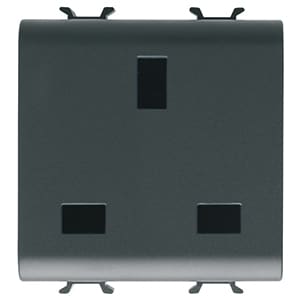 GEWISS - GEWGW12296 PRESA STANDARD BRITANNICO 250V ac - 2P+T 13A - 2 MODULI - NERO SATINATO - CHORUSMART