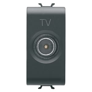 GEWISS - GEWGW12363 PRESA COASSIALE TV SCHERMATURA CLASSE A - CONNETTORE IEC MASCHIO 9,5mm - PASSANTE 10 dB - 1 MODULO - NERO SATINATO - CHORUSMART