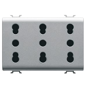 GEWISS - GEWGW14209 PRESA TRIPLA STANDARD ITALIANO 250V ac - 3X2P+T 16A BIVALENTE - P11-P17 - 3 MODULI - TITANIO - CHORUSMART