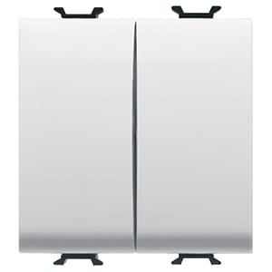 GEWISS - GEWGW10078F DOPPIO DEVIATORE 250V ac - MORSETTI CABLAGGIO RAPIDO - UNIPOLARE 16AX - TASTO NEUTRO - 2 MODULI - BIANCO LUCIDO - CHORUSMART