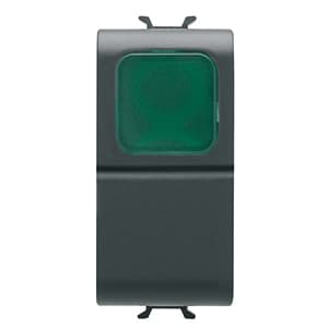 GEWISS - GEWGW12142 PULSANTE UNIPOLARE 250V ac - NA 16A - DIFFUSORE VERDE - 1 MODULO - NERO SATINATO - CHORUSMART