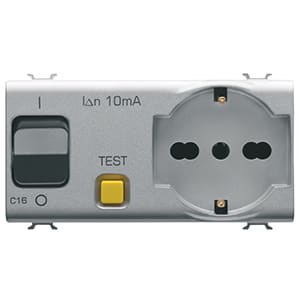 GEWISS - GEWGW14322 PRESA INTERBLOCCATA - 2P+T 16A - P40 - CON INTERRUTTORE MAGNETOTERMICO DIFFERENZIALE 1P+N 16A - 230V ac - 4 MODULI - TITANIO - CHORUSMART