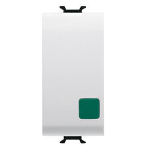 GEWISS - GEWGW10139 PULSANTE UNIPOLARE 250V ac - NA+NC 16A - MARCIA - LENTE VERDE - 1 MODULO - BIANCO LUCIDO - CHORUSMART