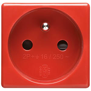 GEWISS - GEWGW20312 PRESA STANDARD FRANCESE 250V ac - PER LINEE DEDICATE - 2P+T 16A - 2 MODULI - ROSSO - SYSTEM