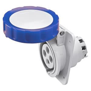GEWISS - GEWGW62238H PRESA FISSA DA INCASSO A 10° HP - IP66/IP67 - 2P+T 32A 200-250V 50/60HZ - BLU - 6H - CABLAGGIO A VITE
