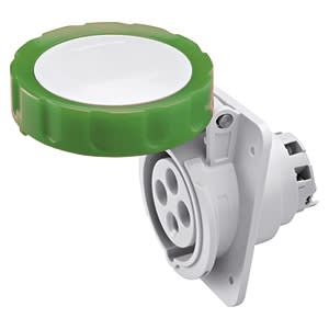GEWISS - GEWGW62856H PRESA FISSA DA INCASSO A 10° HP - IP66/IP67 - 3P+T 32A >50V 100-300HZ - VERDE - 10H - CABLAGGIO A VITE