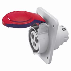 GEWISS - GEWGW62220H PRESA FISSA DA INCASSO A 10° HP - IP44/IP54 - 3P+T 32A 380-415V 50/60HZ - ROSSO - 6H - CABLAGGIO A VITE