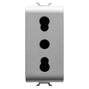 GEWISS - GEWGW14203 PRESA STANDARD ITALIANO 250V ac - 2P+T 16A BIVALENTE - P11-P17 - 1 MODULO - TITANIO - CHORUSMART