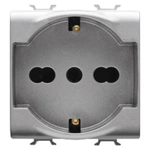 GEWISS - GEWGW14204 PRESA STANDARD ITALIANO/TEDESCO 250V ac - 2P+T 16A BIVALENTE - 2 MODULI - TITANIO - CHORUSMART