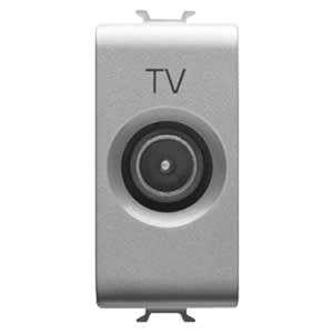 GEWISS - GEWGW14362 PRESA COASSIALE TV SCHERMATURA CLASSE A - CONNETTORE IEC MASCHIO 9,5mm - PASSANTE 5 dB - 1 MODULO - TITANIO - CHORUSMART