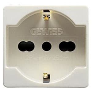 GEWISS - GEWGW20246 PRESA STANDARD ITALIANO/TEDESCO 250V ac - 2P+T 16A BIVALENTE - P40 - 2 MODULI- SYSTEM WHITE