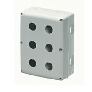 GEWISS - GEWGW27104 CONTENITORE VUOTO PER PULSANTI, COMANDI E SEGNALATORI - 6 POSTI - DIAMETRO 22mm - COPERCHIO GRIGIO RAL 7035 - IP66