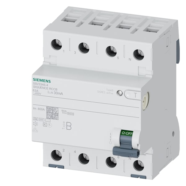 SIEMENS SIE5SV33464 DIFF 4P 63A 30MA K TIPO B 4UM