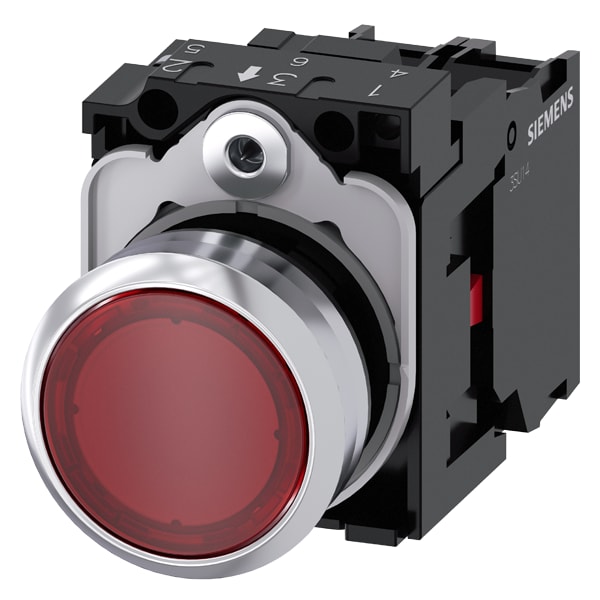SIEMENS SIE3SU11520AB201CA0 PULS.LUM.PIATTO ROSSO LED 24V UC 1NC