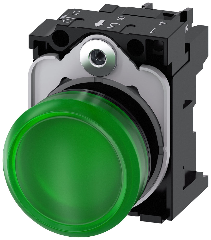 SIEMENS - SIE3SU11026AA401AA0 IND.LUM.VERDE LENTE LISCIA LED 24V UC