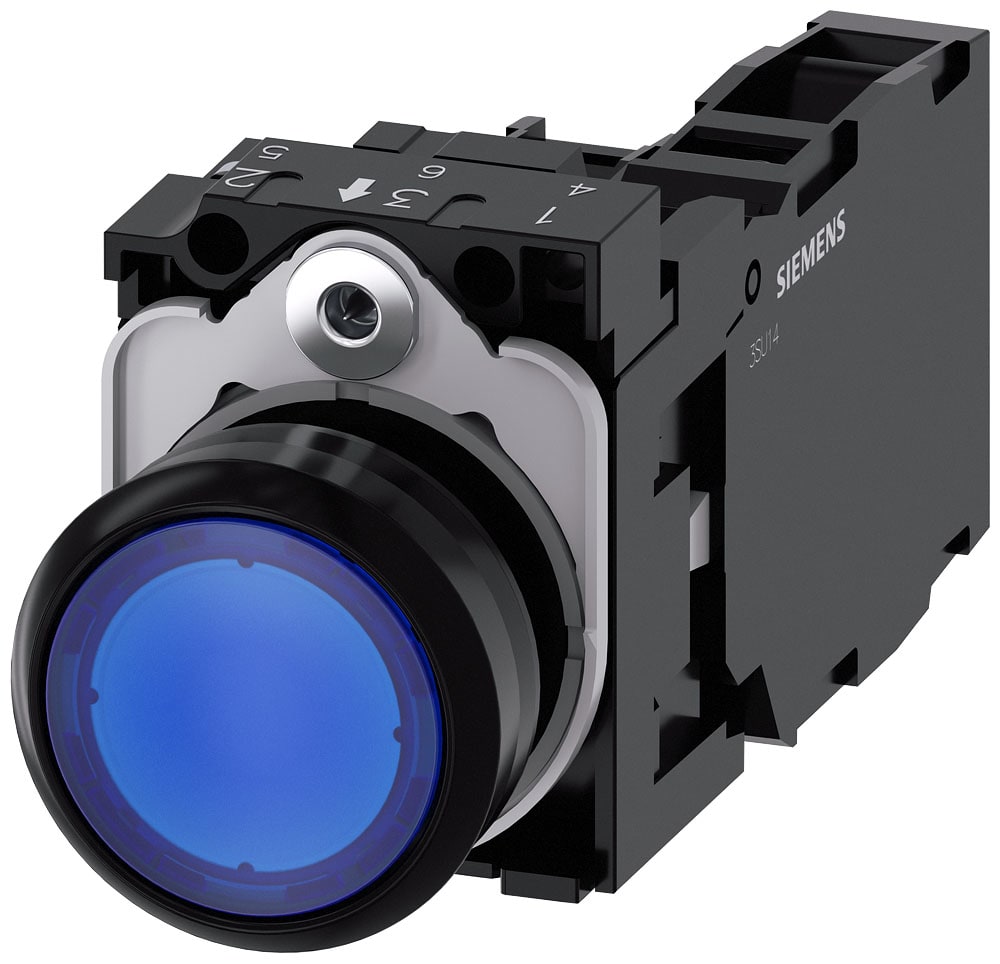SIEMENS - SIE3SU11020AB501FA0 PUL.ILL PL.BLU IMP 1NO+1NC LED24V VITE