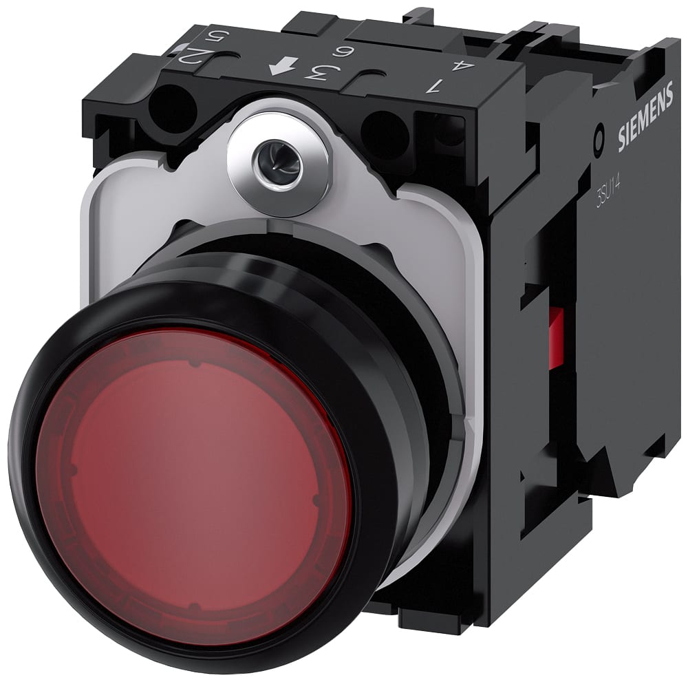 SIEMENS - SIE3SU11020AB201CA0 PULS.LUM.PIATTO ROSSO LED 24V UC 1NC