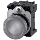 SIEMENS - SIE3SU11526AA701AA0 Indicatore luminoso, 22 mm, rotondo, in metallo lucido, trasparente, gemma, liscia, AC/DC 24 V