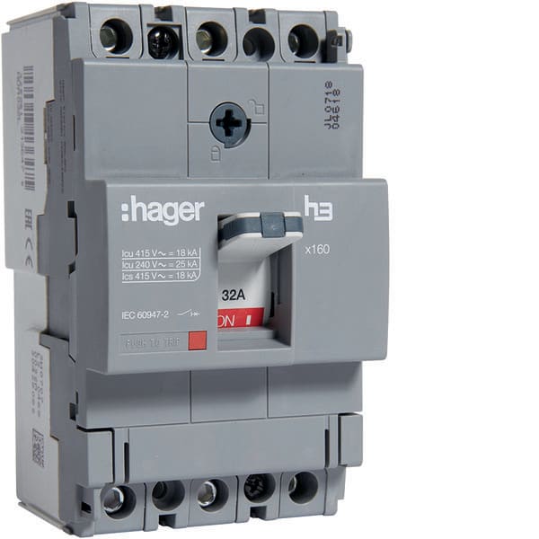 HAGER HAGHDA032L INTERR AUTOM X160 3P 18KA 32A SGANC TM
