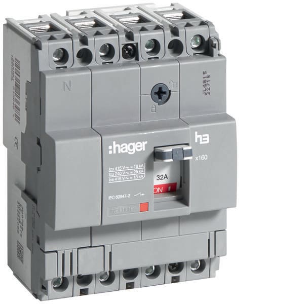 HAGER HAGHDA033L INTERR AUTOM X160 4P 18KA 32A SGANC TM