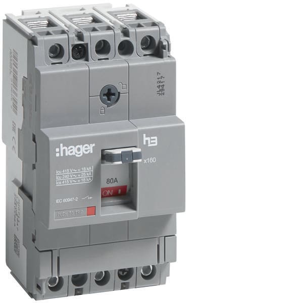 HAGER HAGHDA080L INTERR AUTOM X160 3P 18KA 80A SGANC TM